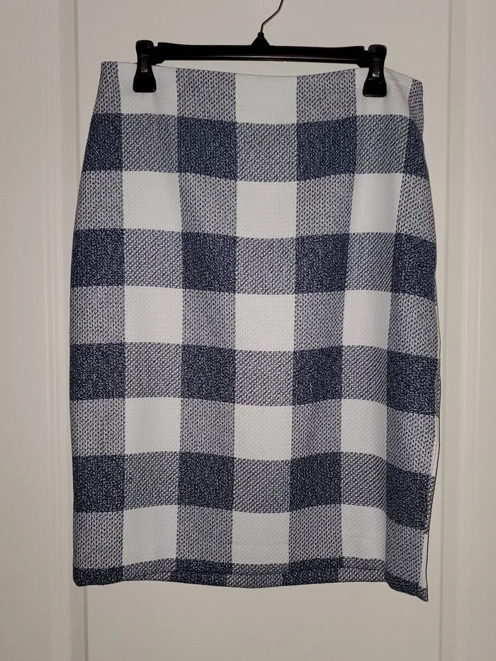 Banana Republic Navy and White Gingham Pencil Skirt